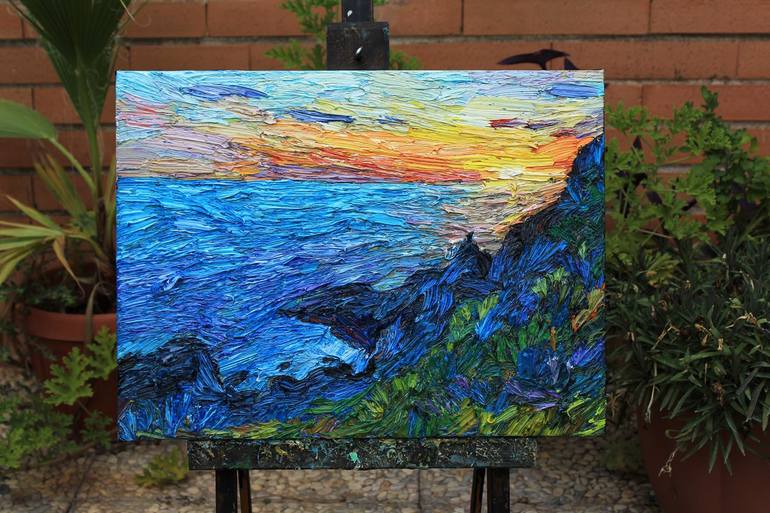 Original Impressionism Seascape Painting by Lia Aminov