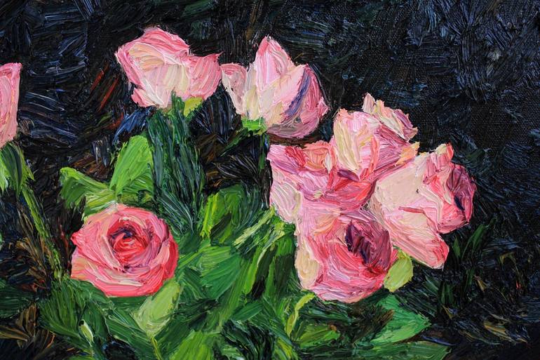 Original Impressionism Floral Painting by Lia Aminov