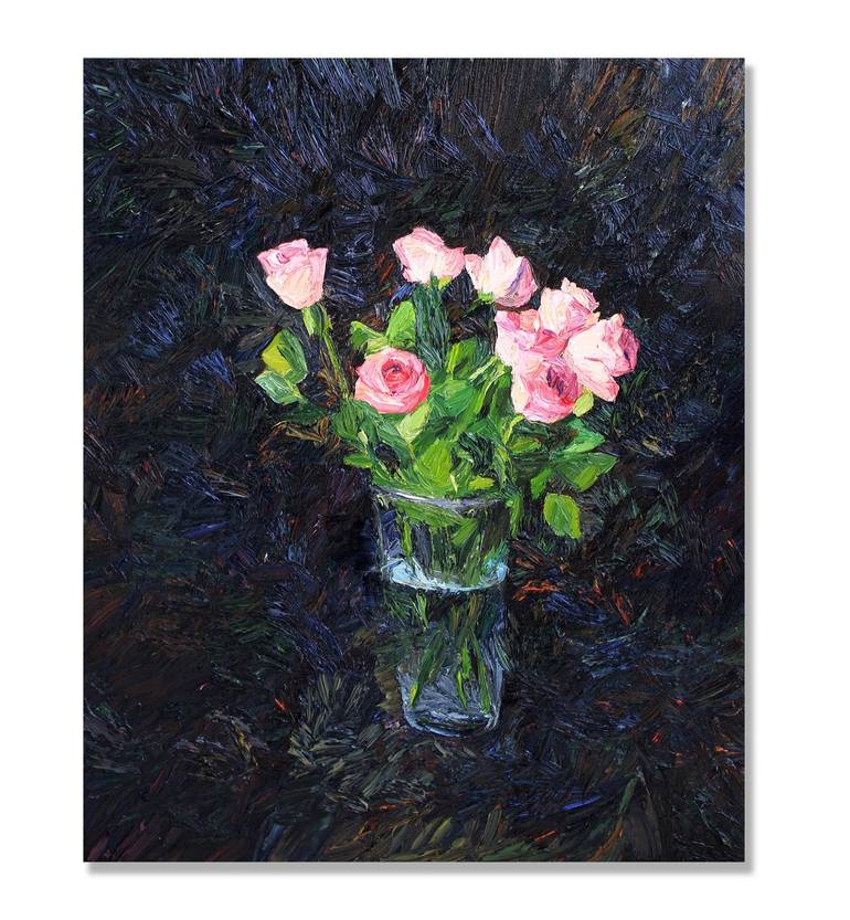 Original Impressionism Floral Painting by Lia Aminov