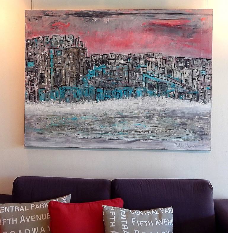 Original Abstract Architecture Painting by Natalie Green