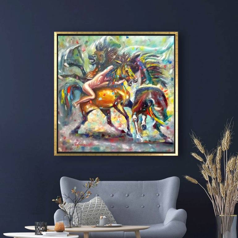 Original Impressionism Horse Painting by Ion Sheremet