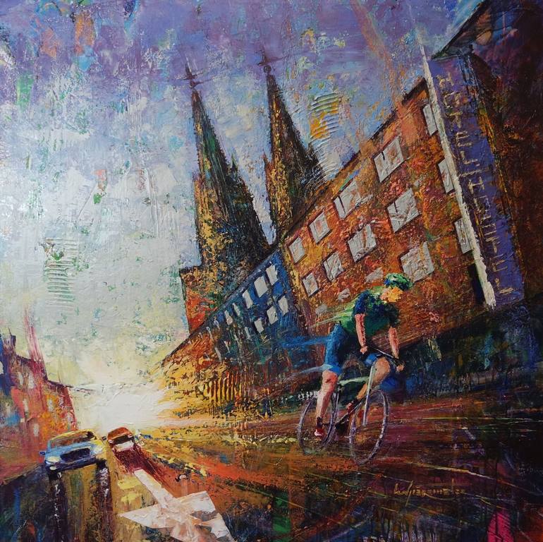 Original Cityscape Scenery of Cologne City made with Acrylic