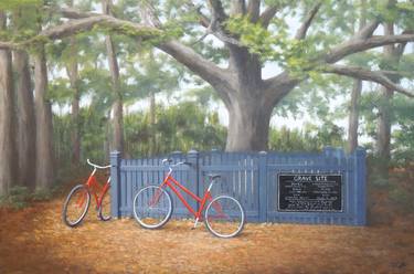 Print of Realism Bicycle Paintings by Phyllis Andrews