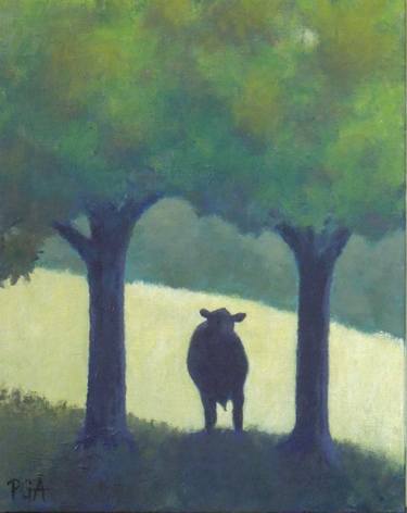 Print of Fine Art Cows Paintings by Phyllis Andrews