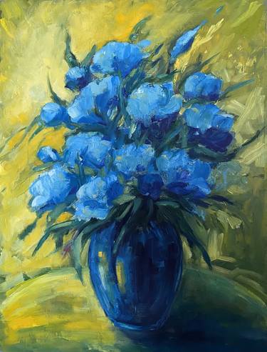 Original Abstract Expressionism Floral Painting by Eileen Shnit