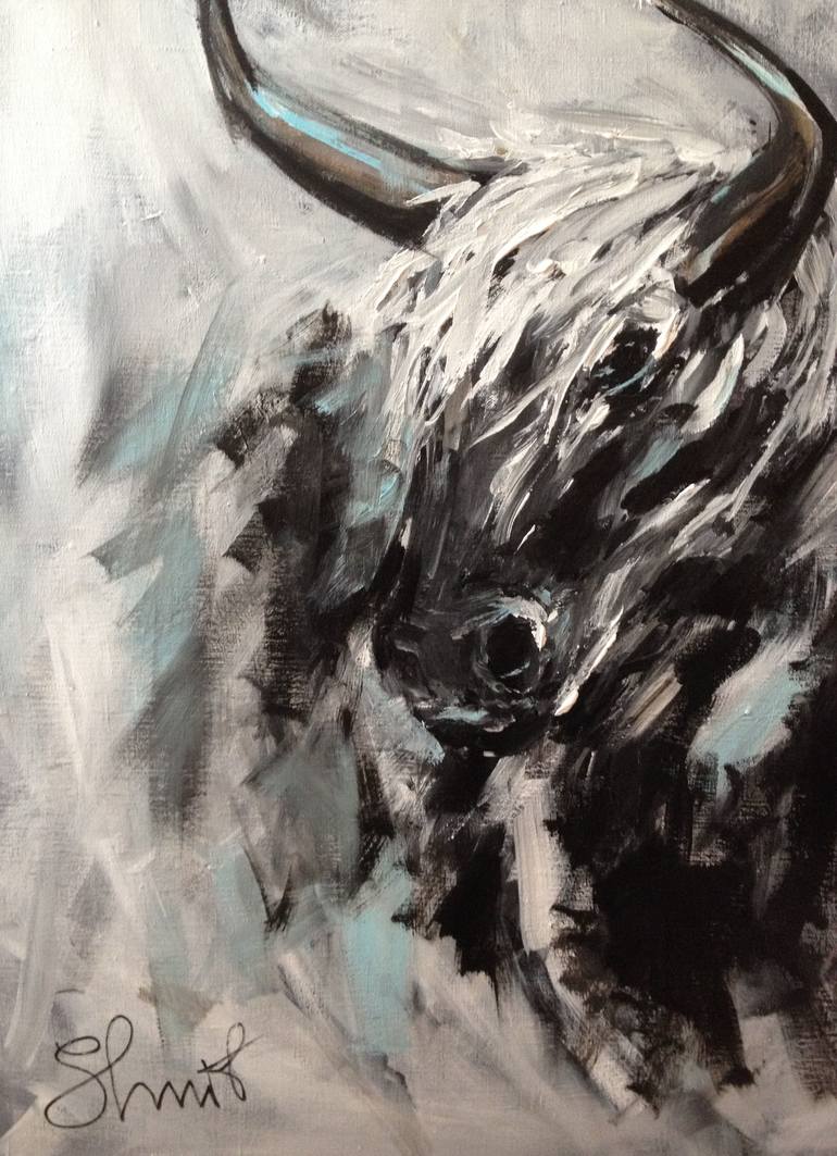 Original Figurative Cows Painting by Elena Shnit