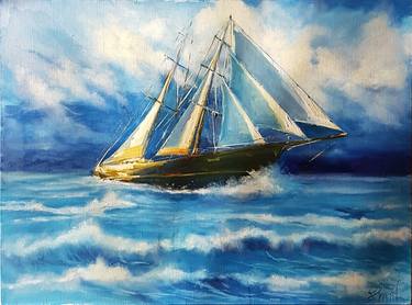 Original Conceptual Boat Paintings by Elena Shnit