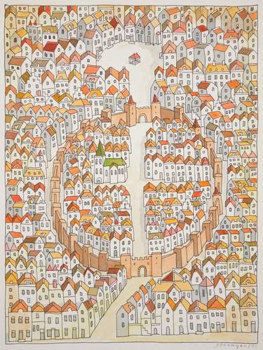 Original Figurative Cities Drawings by Gert Strengholt