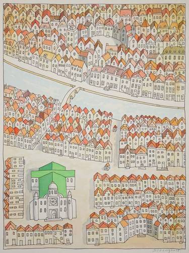 Original Figurative Cities Drawings by Gert Strengholt