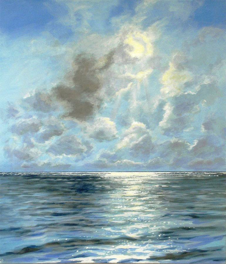 Bunke af Fængsling Besiddelse Sunlight on the Sea Painting by Sandra Francis | Saatchi Art