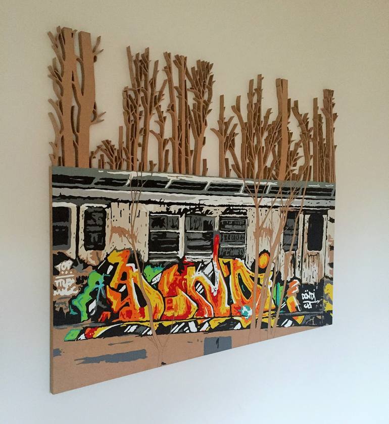 Original Street Art Train Painting by Matthew Spencer