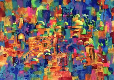 Original Abstract Expressionism Cities Paintings by Leon Zernitsky