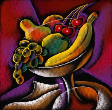 Original Cubism Food & Drink Paintings by Leon Zernitsky