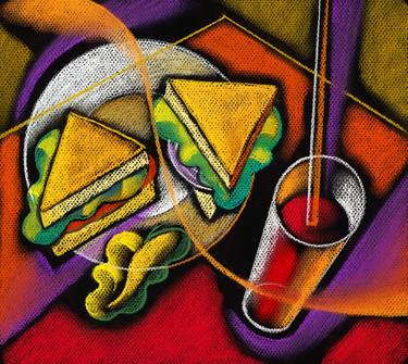 Original Cubism Food & Drink Paintings by Leon Zernitsky