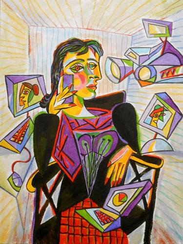 Original Cubism Pop Culture/Celebrity Paintings by Leon Zernitsky