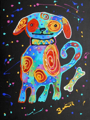Original Expressionism Dogs Paintings by Leon Zernitsky