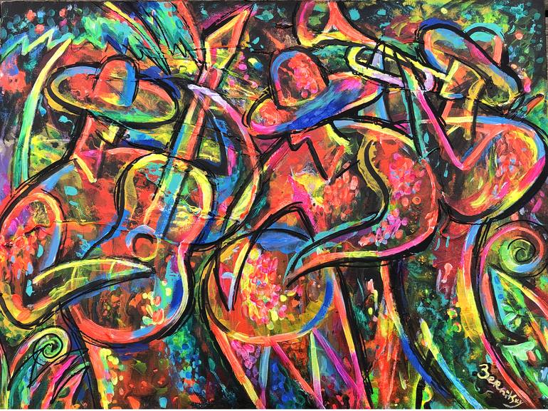 Happy Latin Music Painting by Leon Zernitsky | Saatchi Art