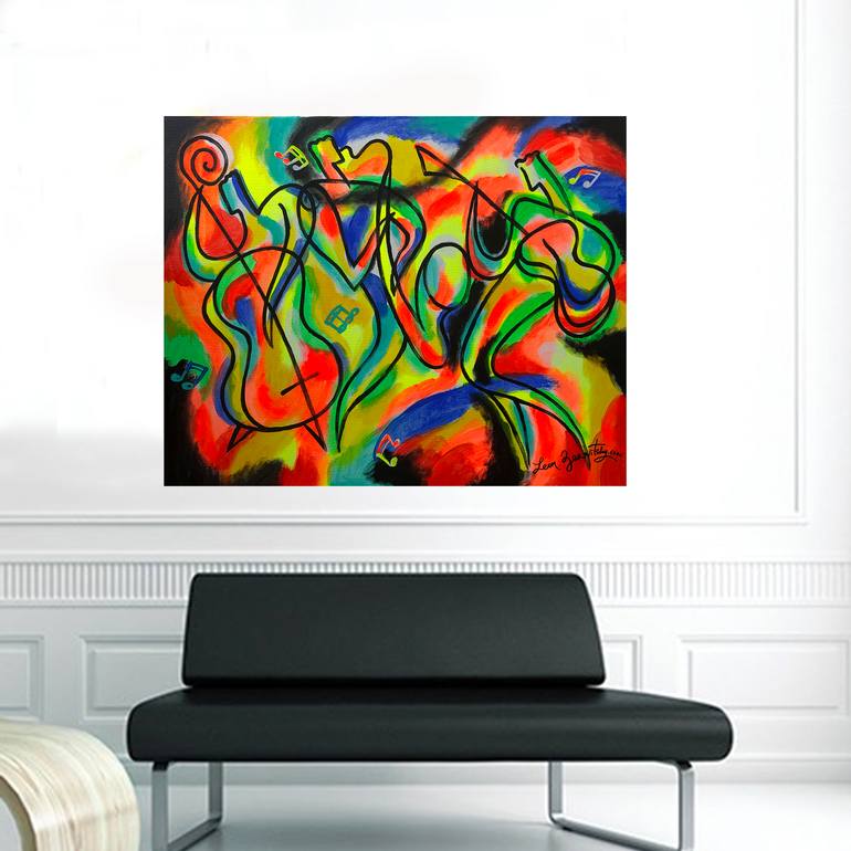 Original Cubism Music Painting by Leon Zernitsky