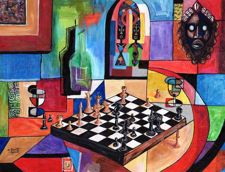 image of painting checkmate  Tabuleiro de xadrez, Xadrez chess