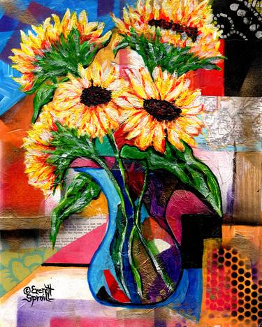Print of Abstract Floral Paintings by Everett Spruill
