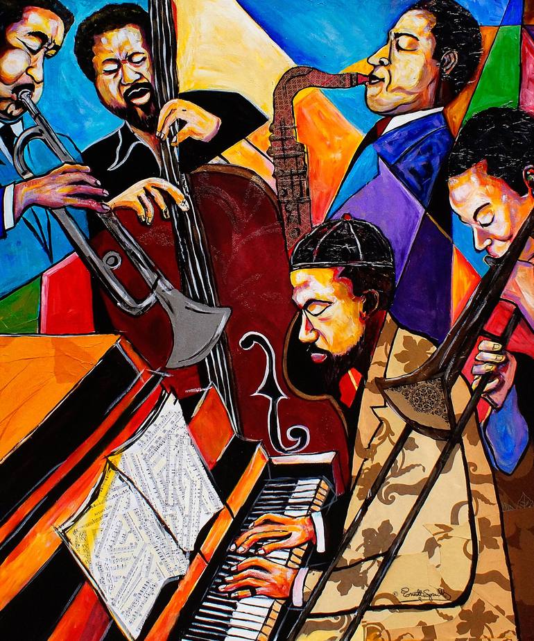 Modern Jazz Quintet side B Painting by Everett Spruill | Saatchi Art
