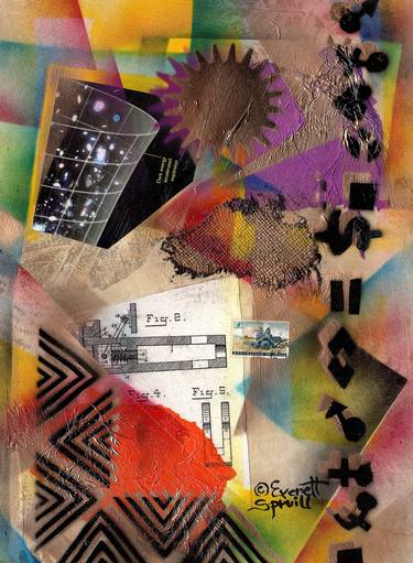 Original Abstract Expressionism Abstract Collage by Everett Spruill