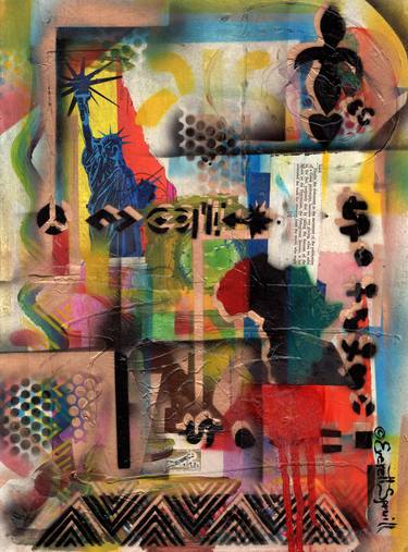 Original Cubism Abstract Collage by Everett Spruill
