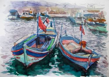 Original Realism Boat Paintings by Anna Ro