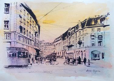 Original Realism Cities Drawings by Anna Ro