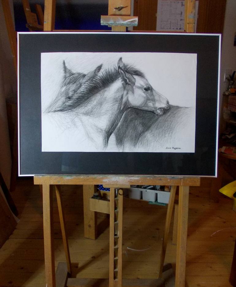 Original Figurative Horse Drawing by Anna Ro
