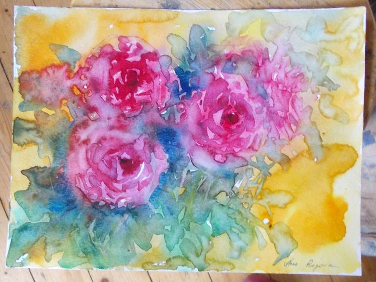 Original Impressionism Floral Painting by Anna Ro