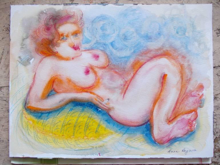 Original Portraiture Nude Painting by Anna Ro