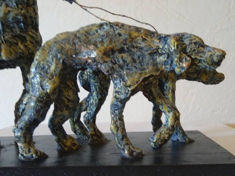 Original Figurative Dogs Sculpture by Anna Ro