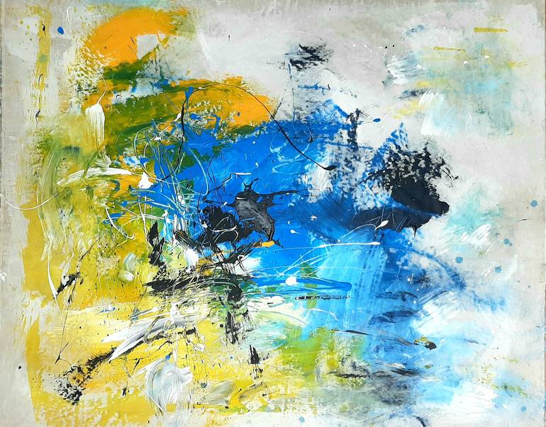 The Yellow And Blue Painting by Vera Komnig | Saatchi Art