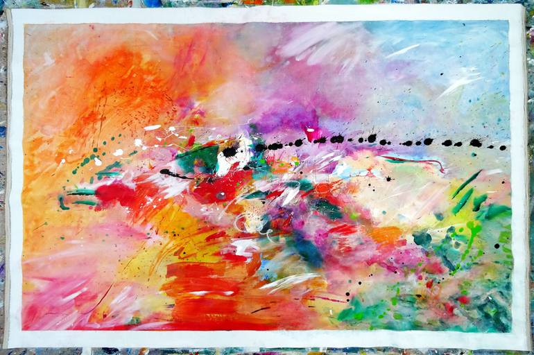 Original Abstract Expressionism Abstract Painting by Vera Komnig