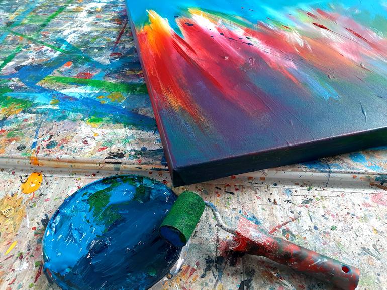 Original Abstract Expressionism Abstract Painting by Vera Komnig