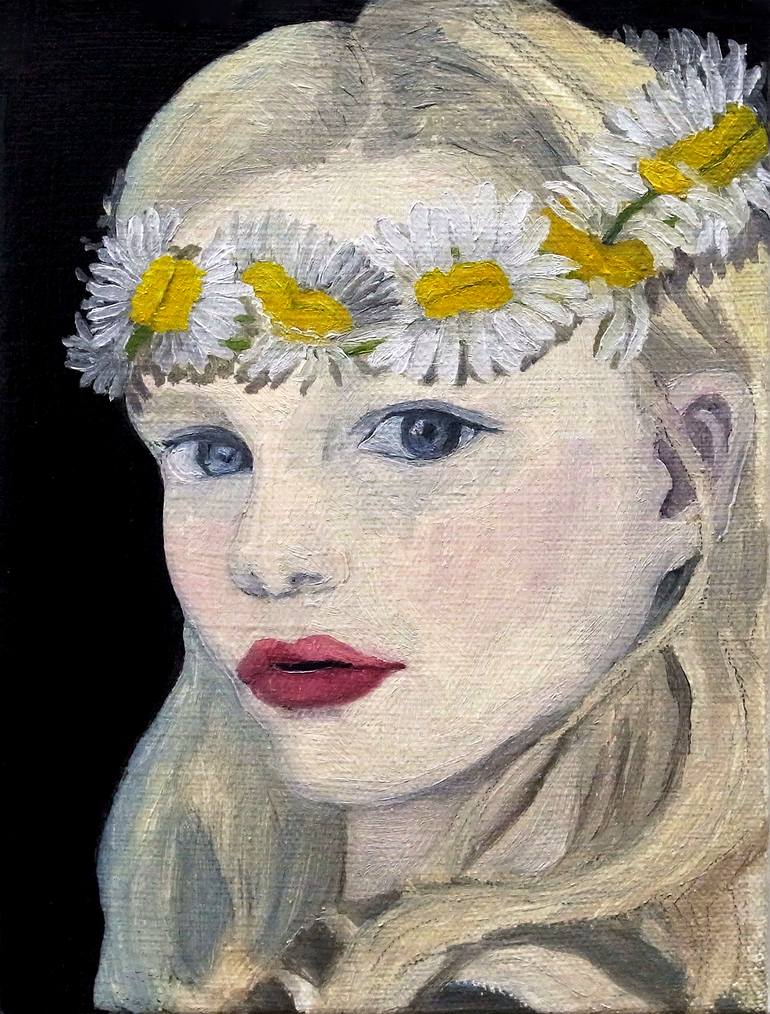 girl with flower crown drawing