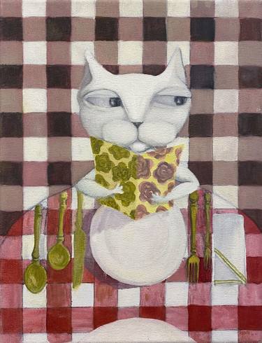 Original Art Deco Cats Paintings by Natsumi Goldfish