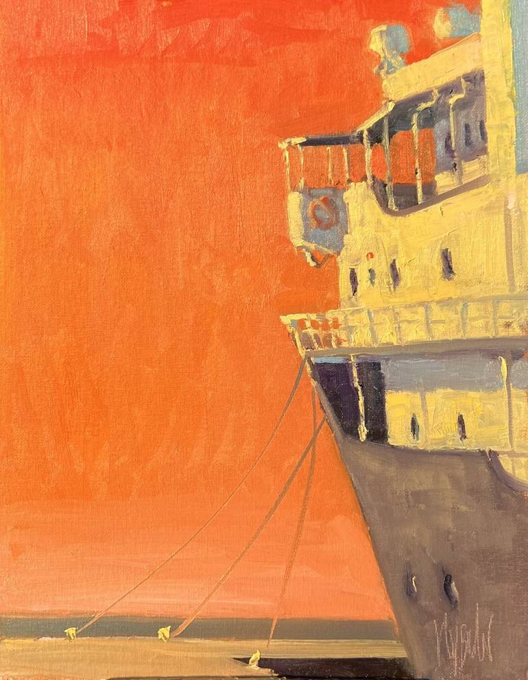 Original Impressionism Boat Painting by Stephen Wysocki