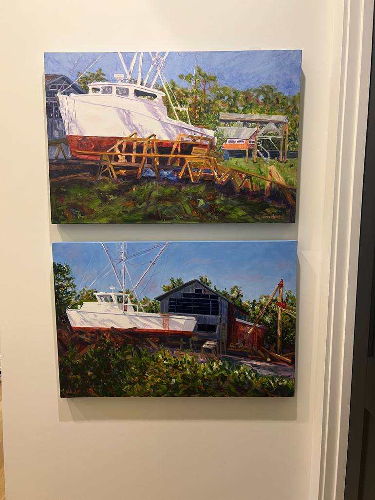 Original Impressionism Boat Painting by  Elizabeth De Sherbinin