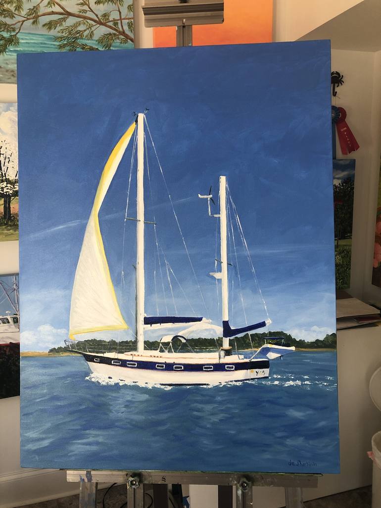 Original Impressionism Boat Painting by  Elizabeth de Sherbinin