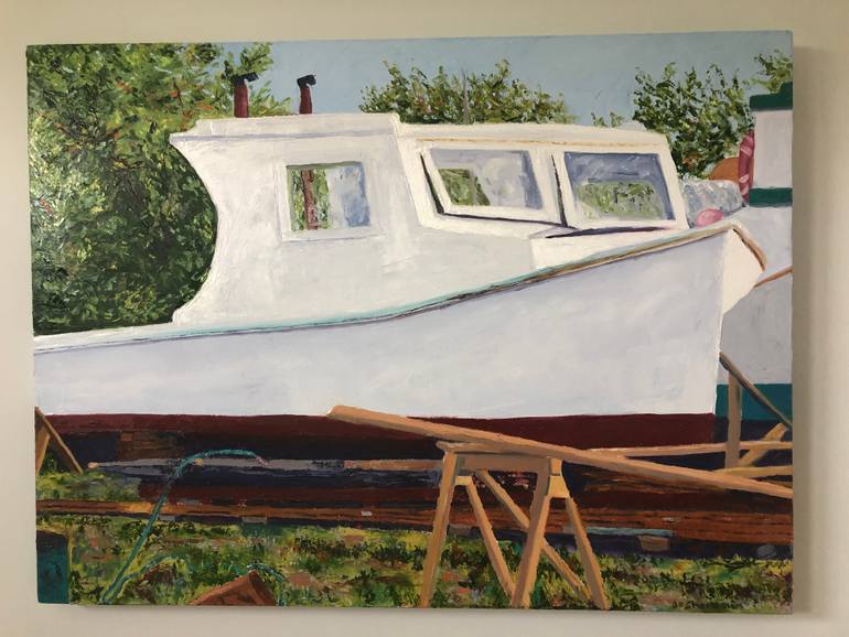 Original Impressionism Boat Painting by  Elizabeth De Sherbinin