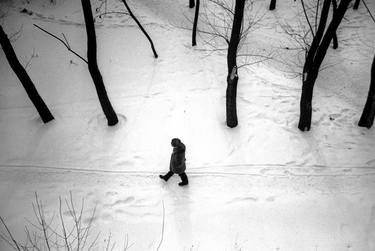 Russia, mid-1980s, man, snow, trees thumb
