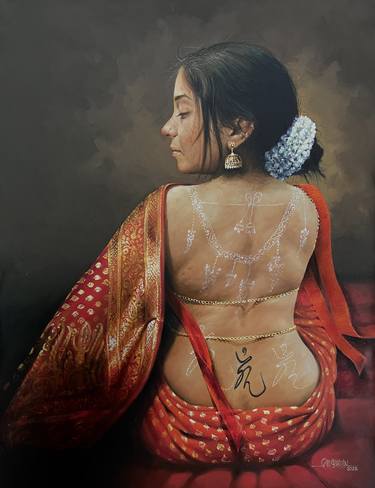 Original Realism Women Paintings by Rajasekharan Parameswaran