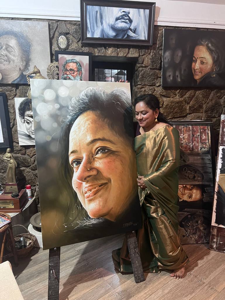 Original Figurative Women Painting by Rajasekharan Parameswaran