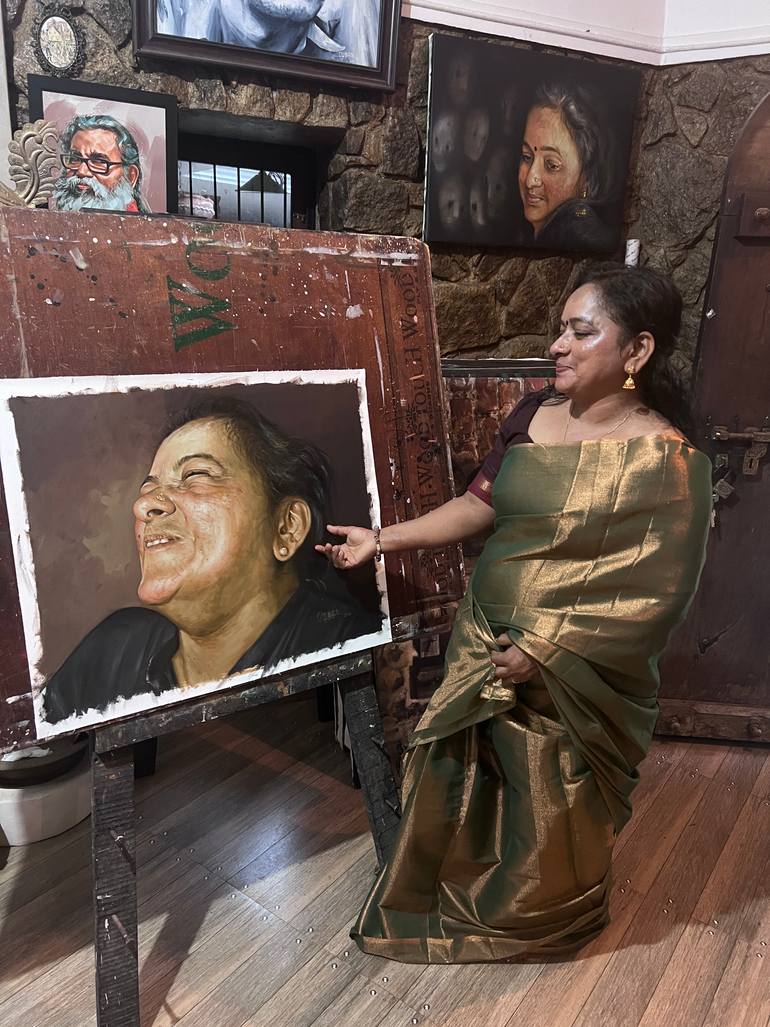 Original Figurative Women Painting by Rajasekharan Parameswaran