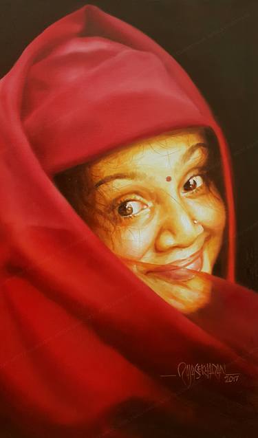 Print of Realism People Paintings by Rajasekharan Parameswaran
