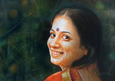 Print of Figurative Women Paintings by Rajasekharan Parameswaran