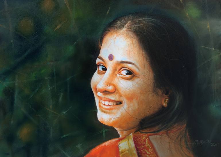 SUN-KISSED SMILE Painting by Rajasekharan Parameswaran | Saatchi Art