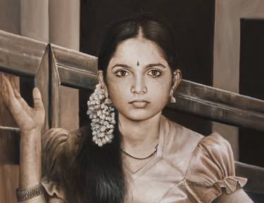 Print of Figurative Women Paintings by Rajasekharan Parameswaran